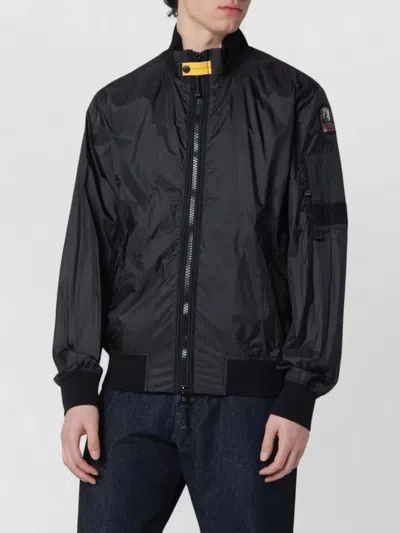 Parajumpers High Collar Jacket Arm Pocket Ribbed Trims In Black