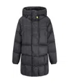 Parajumpers Puffy Quilted Black Nylon Down Jacket With Adjustable Hood And Functional Pockets In Black