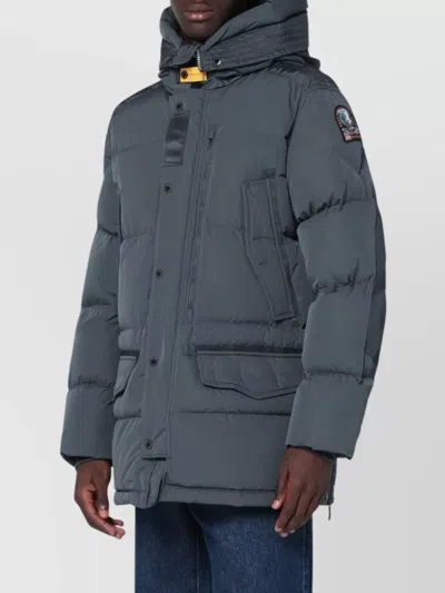 Parajumpers Hooded Down Jacket Quilted Design In Gray