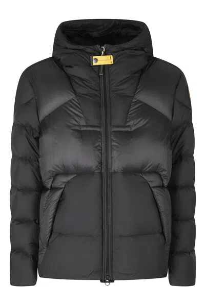 Parajumpers Hooded Down Jacket With Double-slider Zipper And Insulated Design In Black
