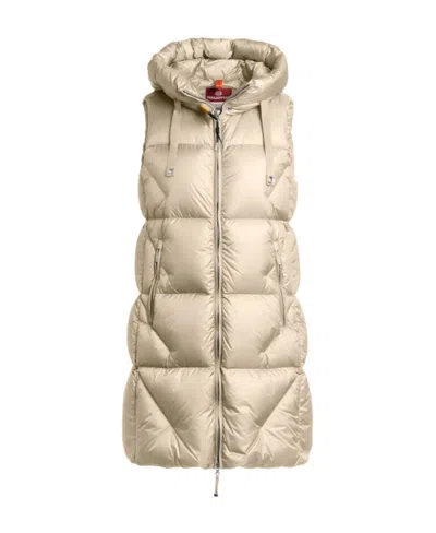 Parajumpers Hooded Down Vest In Nude