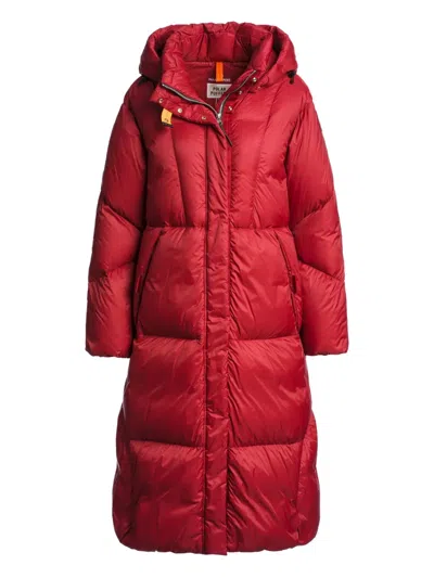Parajumpers Hooded Quilted Down Coat In Red