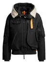 Parajumpers Hooded Shearling-trim Bomber Jacket In Black