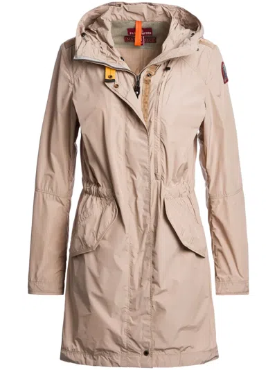 Parajumpers Hooded Single-breasted Coat In Neutrals