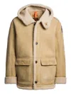 Parajumpers Hooded Suede Sheepskin Jacket In Neutral