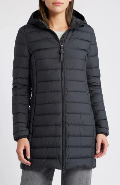 Parajumpers Irene 600-fill-power Down Puffer Long Jacket In Black