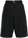 Parajumpers Black Bermuda Shorts With Buckles At Sides In Black