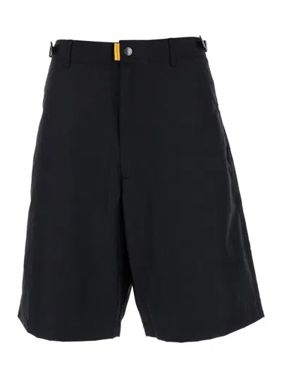 PARAJUMPERS BLACK BERMUDA SHORTS WITH BUCKLES AT SIDES IN COTTON BLEND MAN