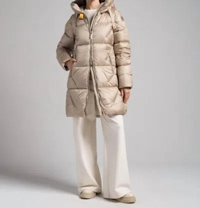 Parajumpers Janet Long Puffer Jacket In Tapioca In White