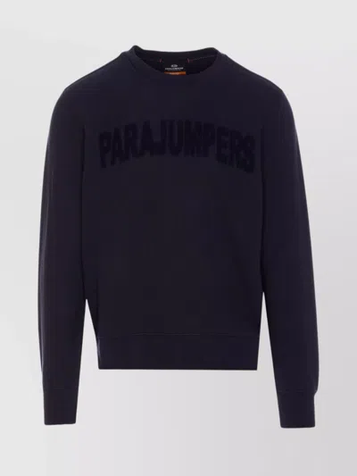 Parajumpers Josiah Crewneck Sweatshirt Ribbed Cuffs In Blue