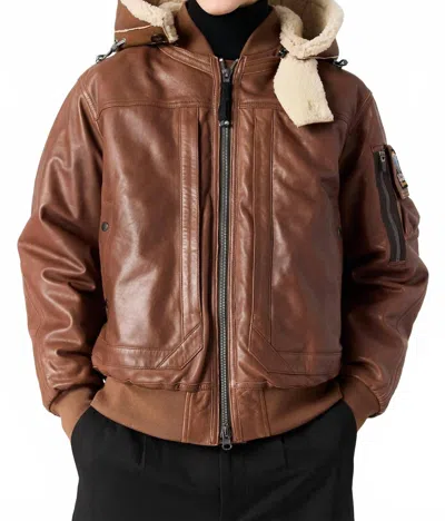 Parajumpers Julius Special Leather Bomber Jacket In Clay In Brown