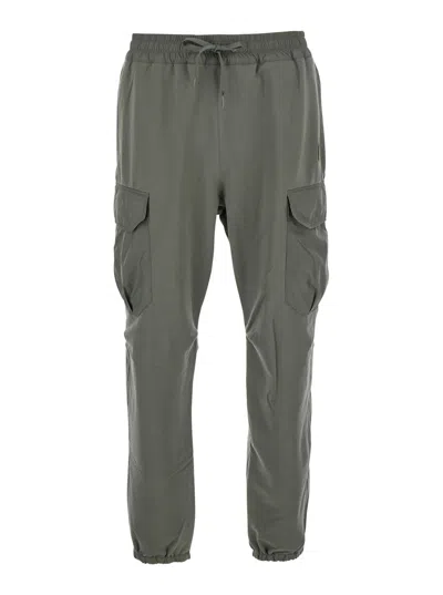 PARAJUMPERS KENNET GREEN PANTS WITH LOGO PATCH ON THE SIDE AND ELASTIC DRAWSTRING WAIST IN COTTON STRETCH MAN