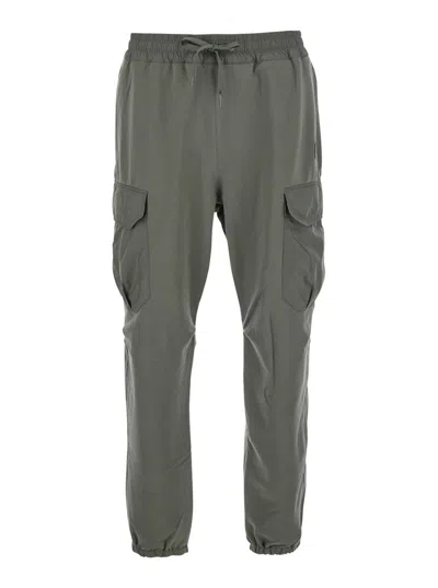 PARAJUMPERS 'KENNET' GREEN PANTS WITH LOGO PATCH ON THE SIDE AND ELASTIC DRAWSTRING WAIST IN COTTON STRETCH MAN