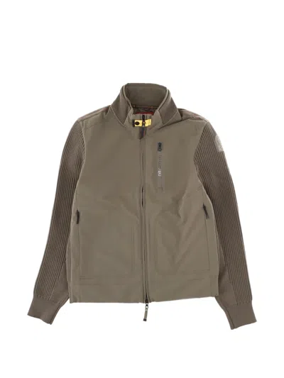 Parajumpers Knitted-sleeve Zip-up Jacket In Green