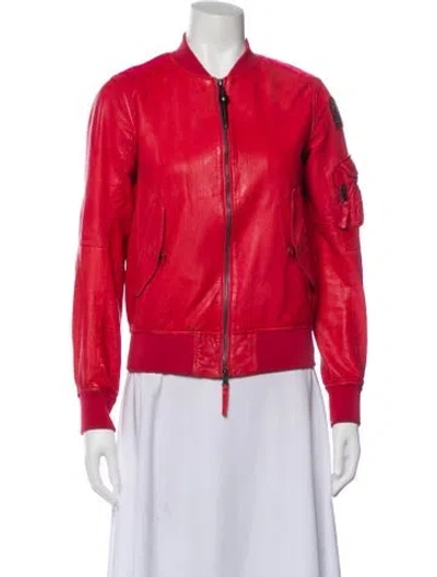 Pre-owned Parajumpers Lambskin Bomber Jacket In Pink
