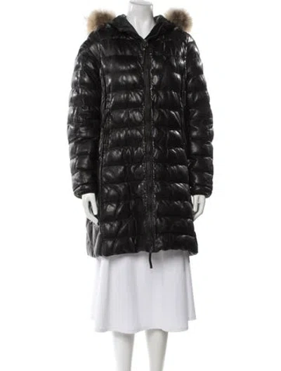 Pre-owned Parajumpers Leather Faux Fur Coat In Gray