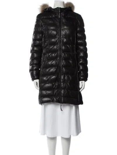 Pre-owned Parajumpers Leather Parka In Black