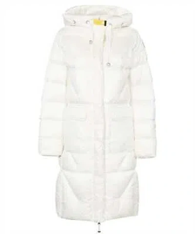 Pre-owned Parajumpers Leonie Long Hooded Down Jacket In White