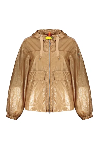 Parajumpers Lightweight Beige Jacket With Adjustable Hood Elegant In Brown