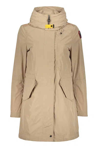 Parajumpers Lightweight Beige Jacket With Hood And Zip. In Brown