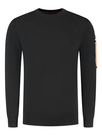 Parajumpers Logo-patch Crew-neck Sweater In Black