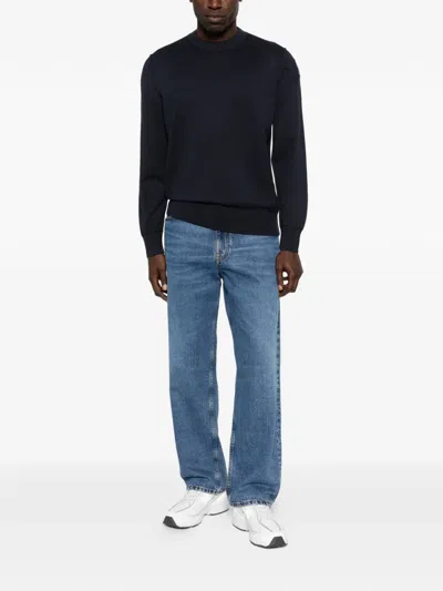 Parajumpers Logo Patch Crew Neck Sweater In Blue