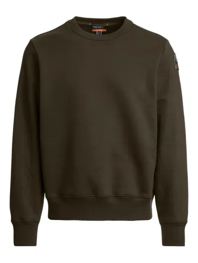 Parajumpers Logo-patch Crew-neck Sweatshirt In Green