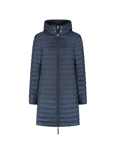 Parajumpers Logo-patch Padded Coat In Blue