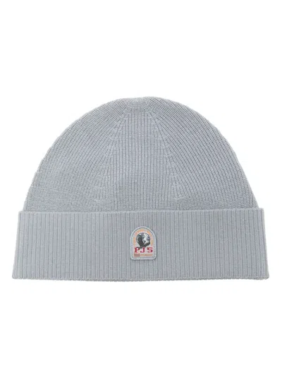 Parajumpers Logo-patch Ribbed-knit Beanie In Blue