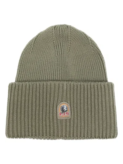 Parajumpers Logo-patch Ribbed-knit Beanie In Green