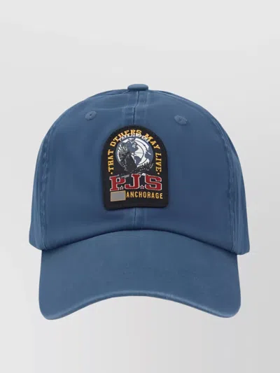 Parajumpers Logoed Cotton Baseball Hat In Blue