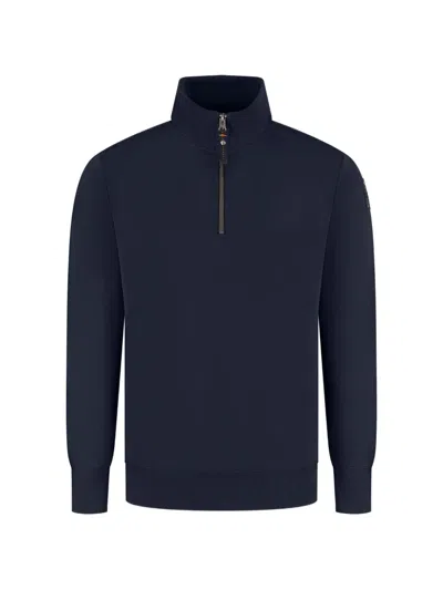 Parajumpers Logo-patch Quarter-zip Sweatshirt In Blue