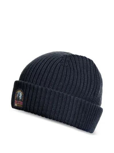 Parajumpers Logo-patch Ribbed-knit Beanie Hat In Blue
