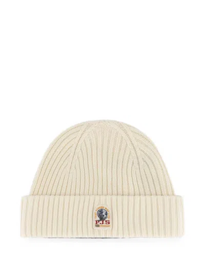 Parajumpers Logo-patch Ribbed-knit Beanie Hat In Neutral