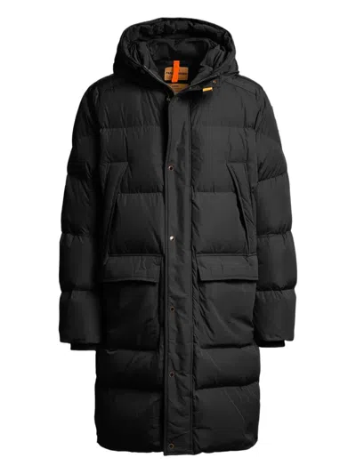 Parajumpers Long Bear Hooded Quilted Coat In Black