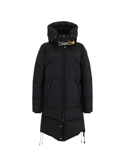 Parajumpers Long Bear Padded Hooded Parka Coat In Black