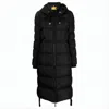 Parajumpers Long Quilted Padded Coat With High Collar And Hood In Black