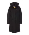 Parajumpers Long Length Hooded Coat With Zip Pockets In Black