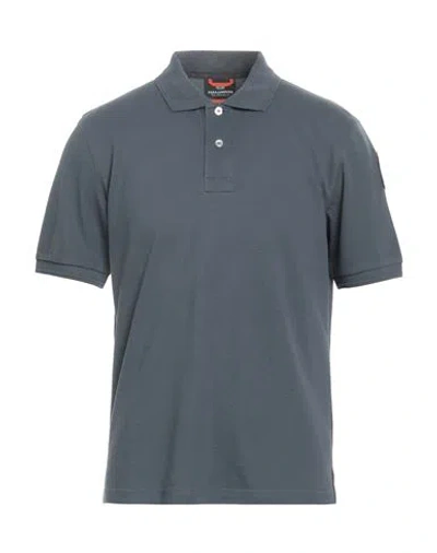Parajumpers Man Polo Shirt Slate Blue Size L Cotton