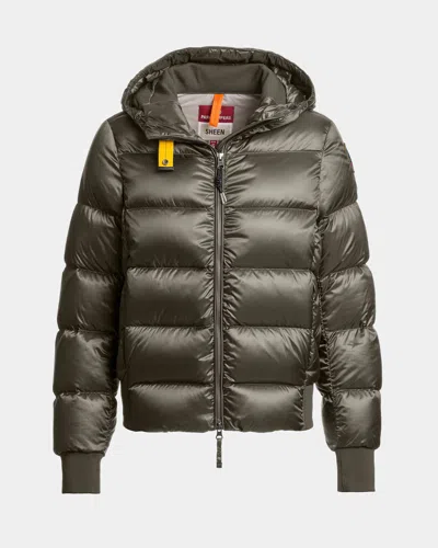 Parajumpers Mariah Womens Hooded Down Bomber Jacket In Green