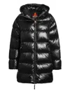 Parajumpers Shiny Quilted Down Jacket With Drawstring Hood In Black
