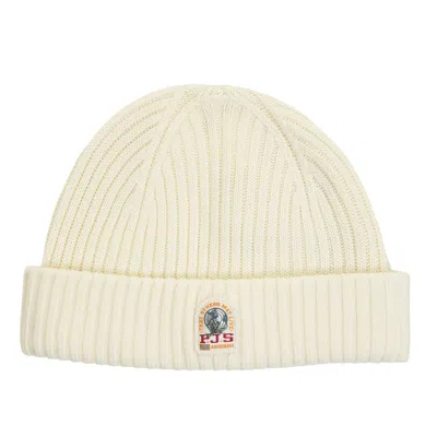 Parajumpers Matio Ribbed Beanie Hat Warm Ivory In Beige