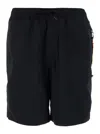 PARAJUMPERS BLACK BERMUDA SHORTS WITH DRAWSTRING IN TECHNO FABRIC MAN
