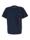 PARAJUMPERS BLUE T-SHIRT WITH PATCH POCKET AND ZIP IN COTTON MAN