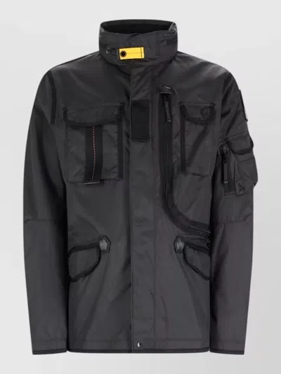 Parajumpers Morgan Spring High Collar Multi Pocket Jacket In Black