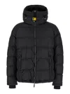 Parajumpers Northon Black Down Jacket With Hood And Logo Patch On The Sleeve In Tech Fabric Man In Black