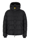 Parajumpers Northon Black Down Jacket With Hood And Logo Patch On The Sleeve In Tech Fabric Man In Black