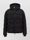 Parajumpers Northon Black Down Jacket With Hood And Logo Patch On The Sleeve In Tech Fabric Man