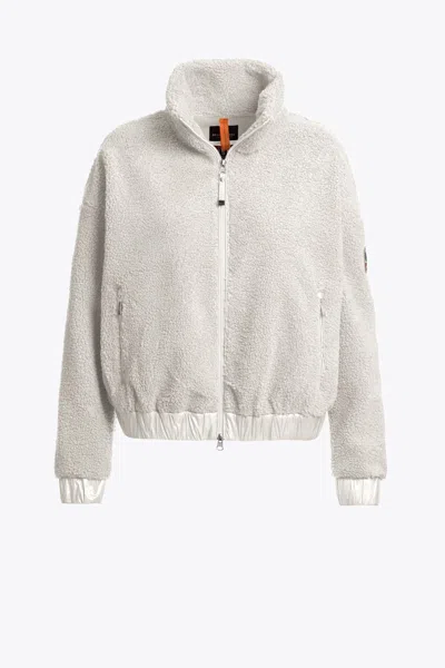 Parajumpers Oversize Two-way Zip Sweatshirt With Mini Front Pockets In White