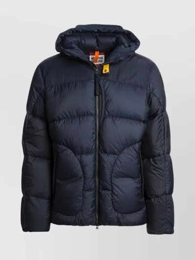 Parajumpers Padded Hooded Down Jacket With Zip Pockets In Blue